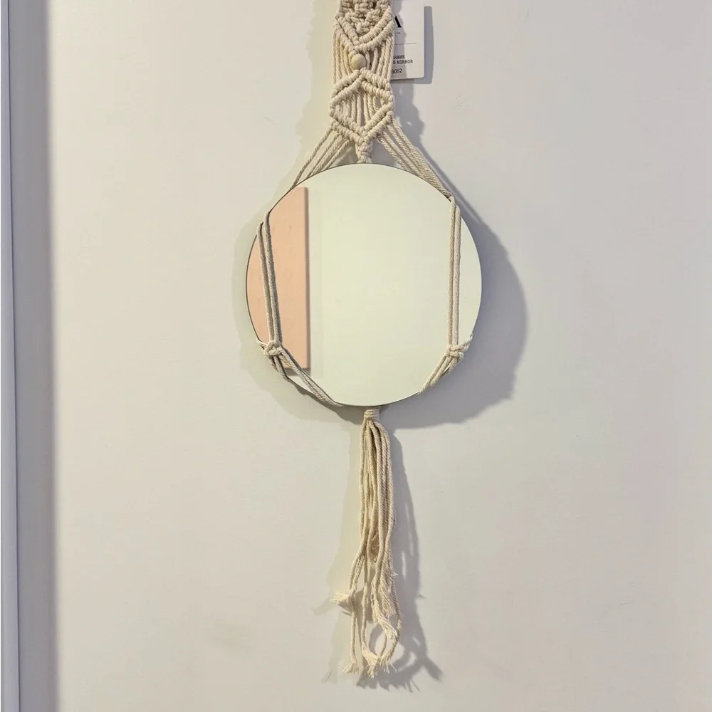 Cream Macrame Wall Mirror